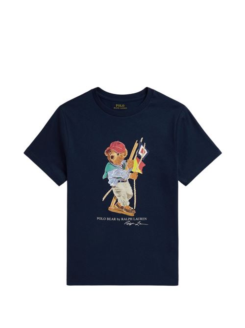 T-shirt bambino Ralph Lauren navy con logo RALPH LAUREN KIDS | A12428002